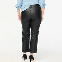 Full-length straight-leg pant faux leather