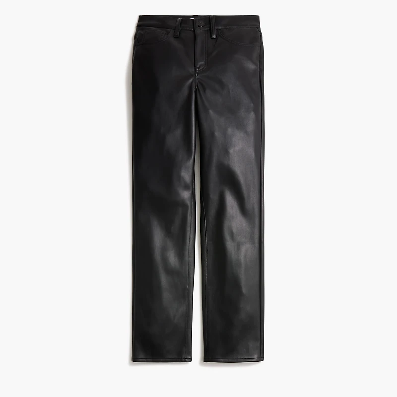 Full-length straight-leg pant faux leather