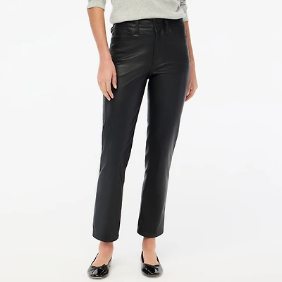 Full-length straight-leg pant faux leather