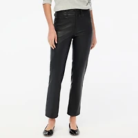 Full-length straight-leg pant faux leather