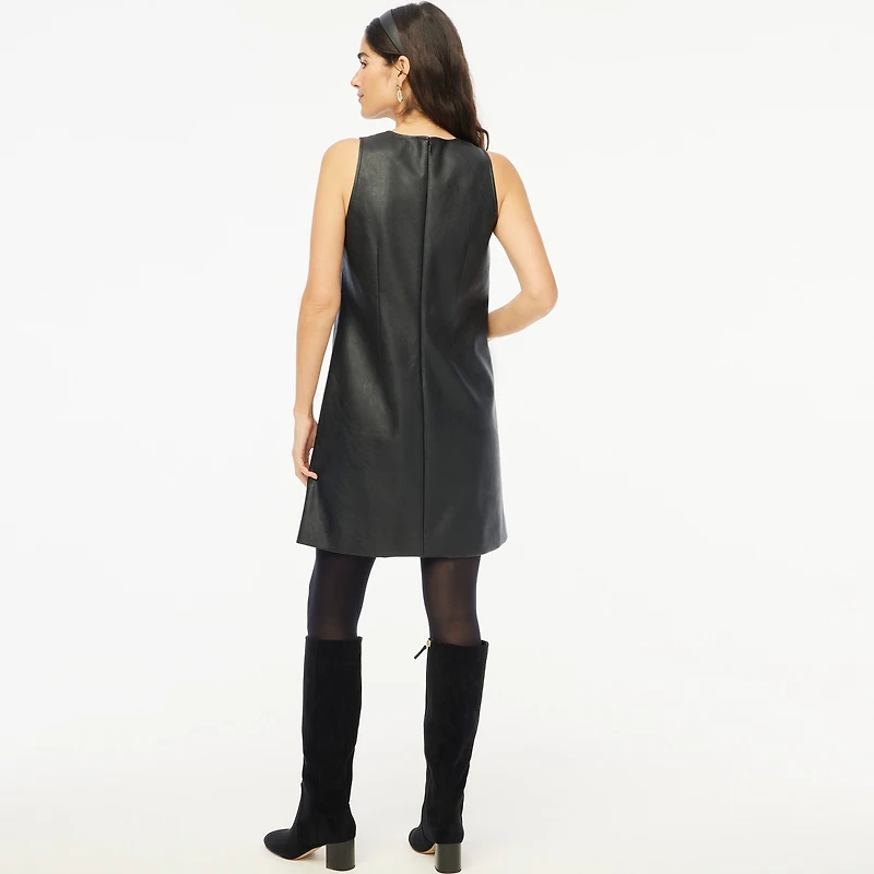 Faux-leather shift dress