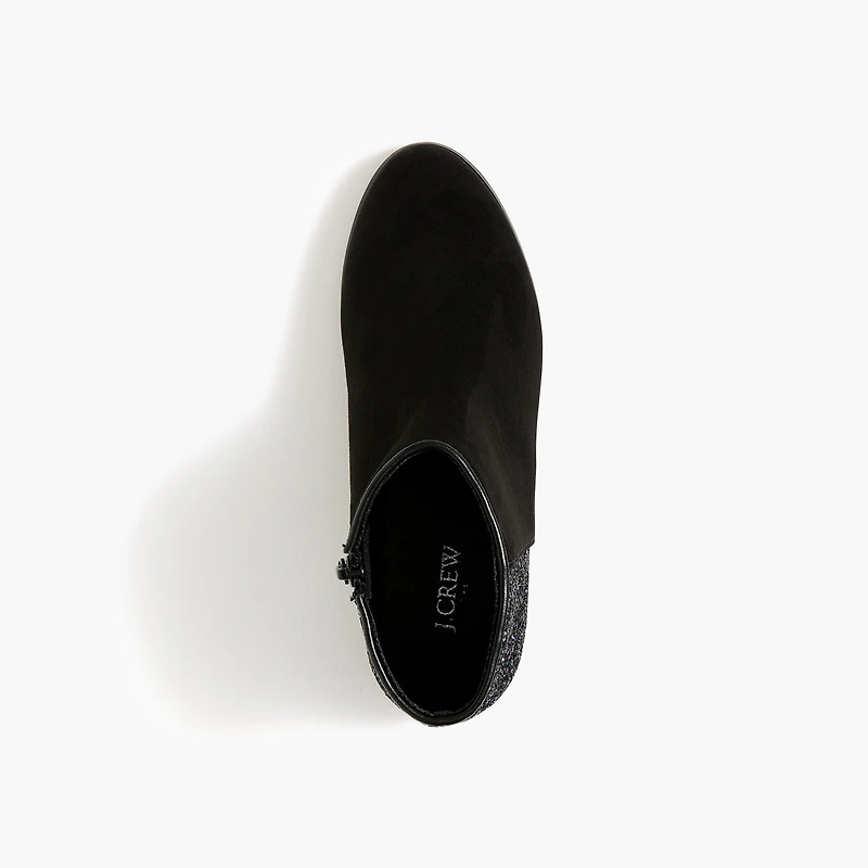 Girls' sueded glitter booties