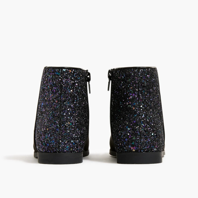 Girls' sueded glitter booties