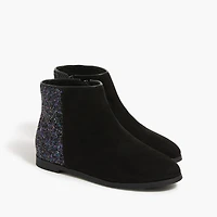Girls' sueded glitter booties