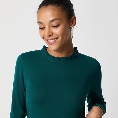Cotton ruffleneck sweater