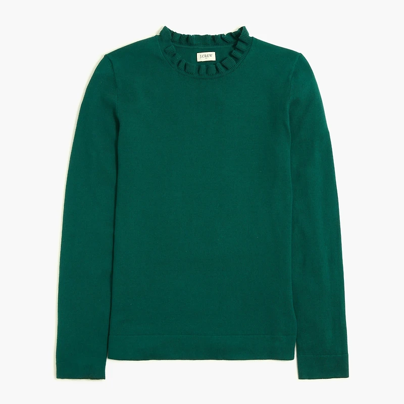 Cotton ruffleneck sweater