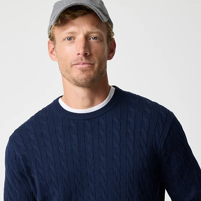 Cotton cable crewneck sweater