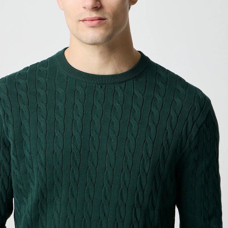 Cotton cable crewneck sweater