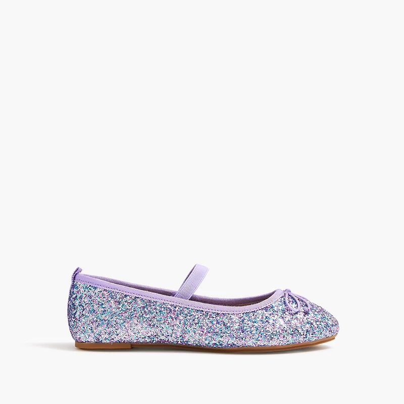 Girls' glitter Mary Janes with elastic strap