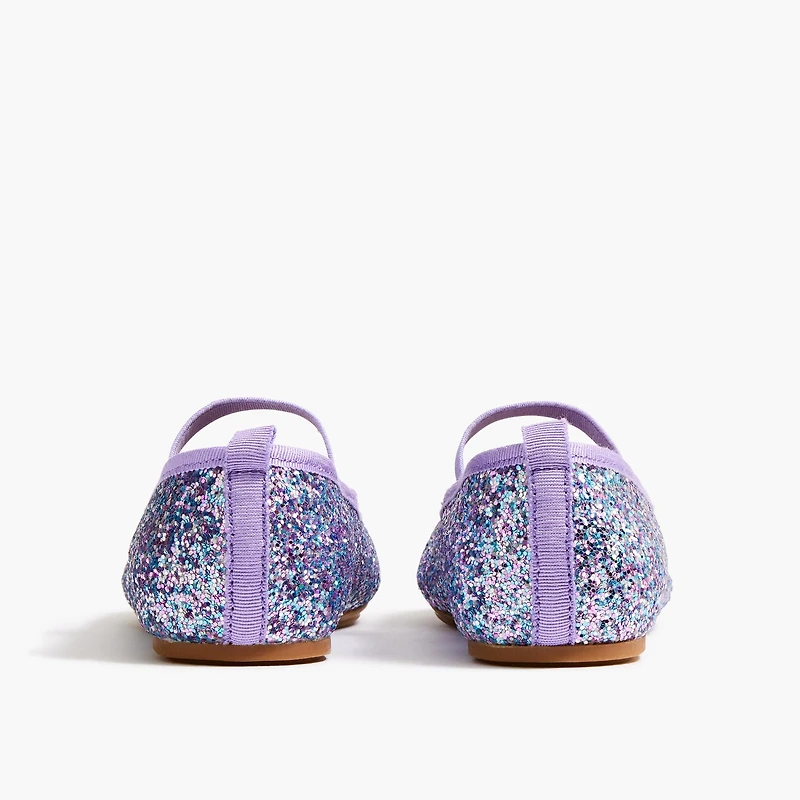Girls' glitter Mary Janes with elastic strap