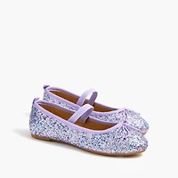 Girls' glitter Mary Janes with elastic strap