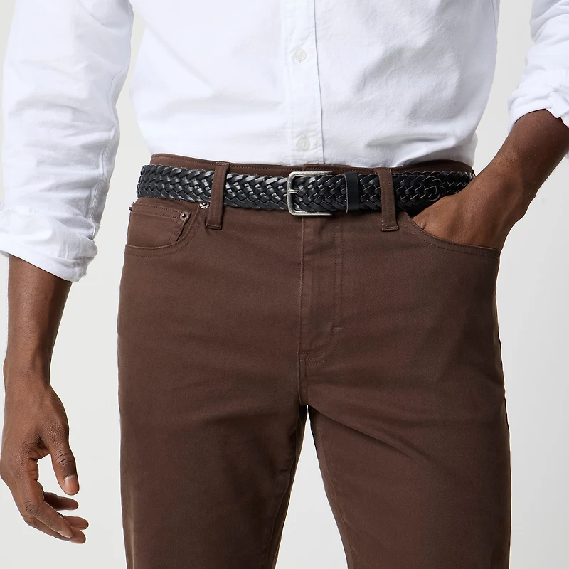 Straight-fit garment-dyed five-pocket pant