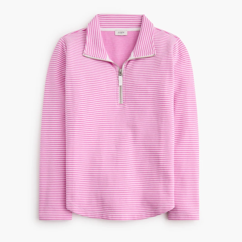 Striped terry half-zip pullover