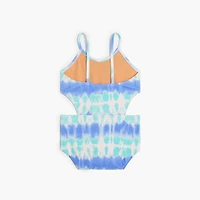 Girls' tie-dye cutout one-piece swimsuit