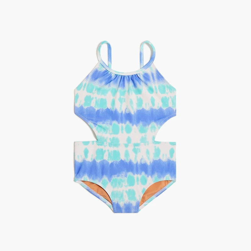 Girls' tie-dye cutout one-piece swimsuit