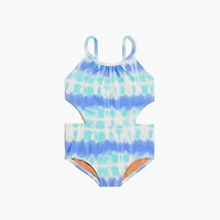 Girls' tie-dye cutout one-piece swimsuit