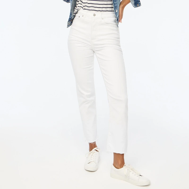 Petite white stovepipe straight jean in signature stretch+