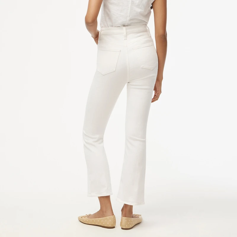 Petite flare crop high-rise white jean in signature stretch