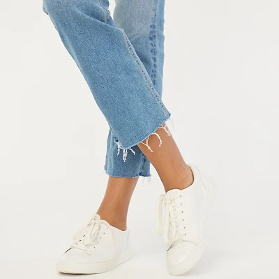 Petite high-rise flare crop jean in all-day stretch