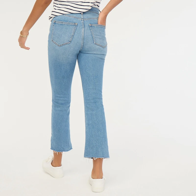 Petite high-rise flare crop jean in all-day stretch