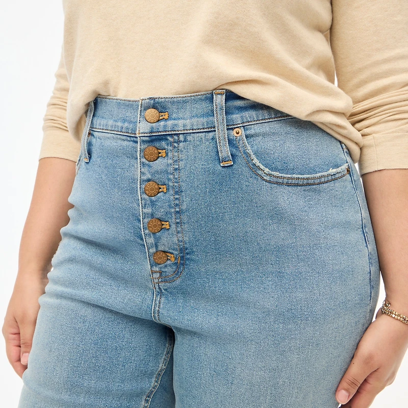 Petite high-rise flare crop jean in all-day stretch