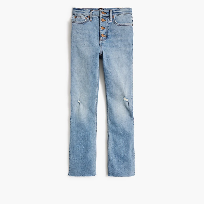 Petite high-rise flare crop jean in all-day stretch