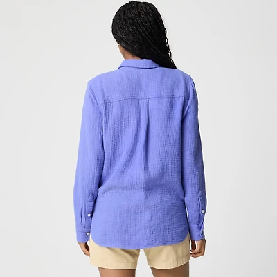 Double-gauze button-up shirt