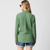 Double-gauze button-up shirt