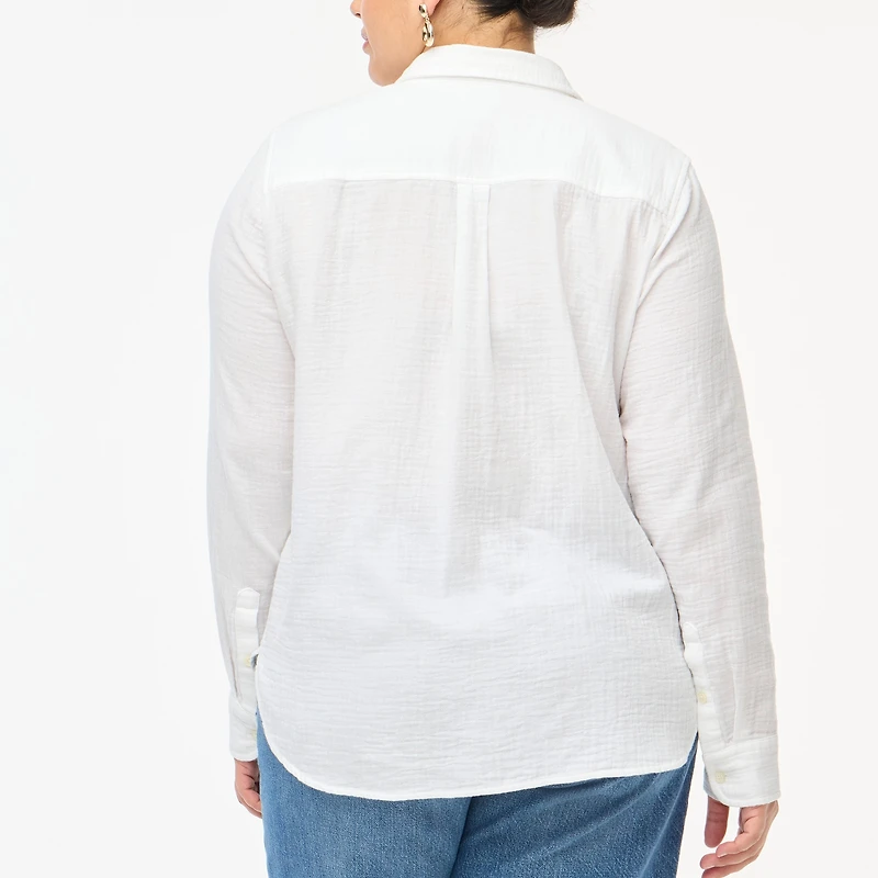 Double-gauze button-up shirt