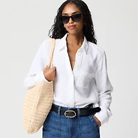 Double-gauze button-up shirt