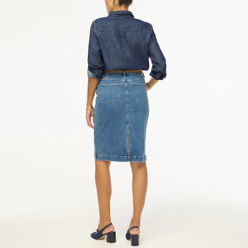 Denim midi skirt