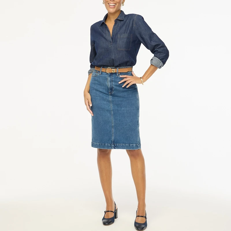 Denim midi skirt