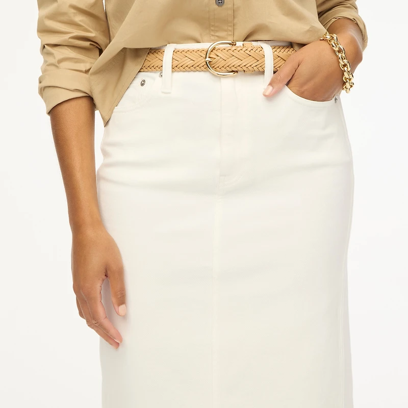 White denim midi skirt