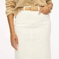 White denim midi skirt
