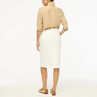 White denim midi skirt