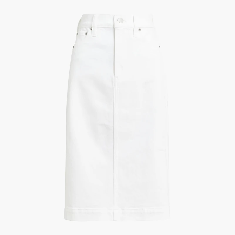 White denim midi skirt