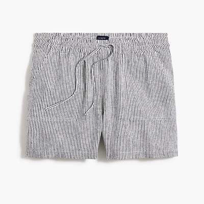 Striped linen-blend drawstring short