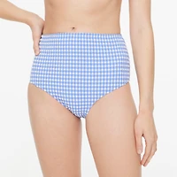 Seersucker high-waisted bikini bottom