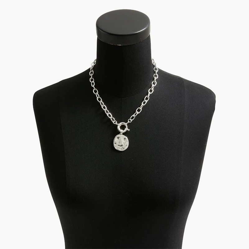Chain necklace with hammered pendant