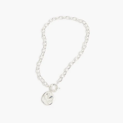 Chain necklace with hammered pendant