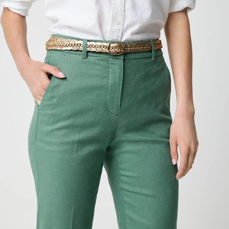 Petite Kallie stretch linen-blend straight-leg pant