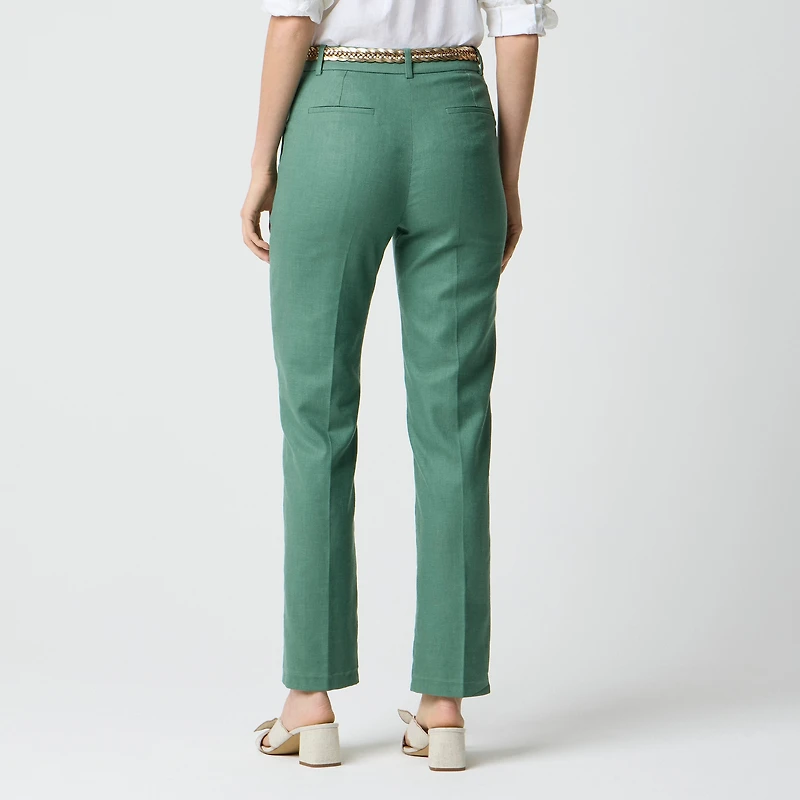 Petite Kallie stretch linen-blend straight-leg pant