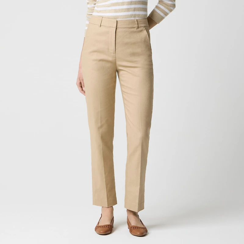Kallie stretch linen-blend straight-leg pant