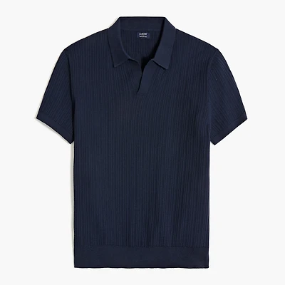 Textured Johnny-collar sweater polo