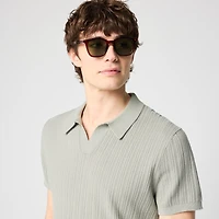 Textured Johnny-collar sweater polo