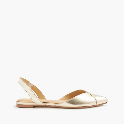Metallic slingback flats