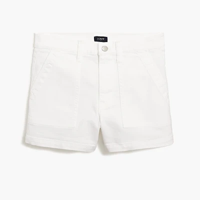 White utility denim short