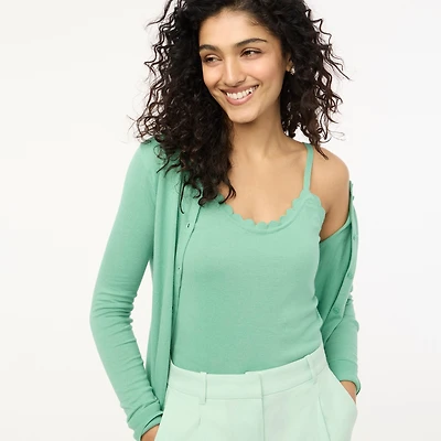 Scalloped sweater shell