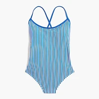 Striped one-piece swimsuit with crisscross back