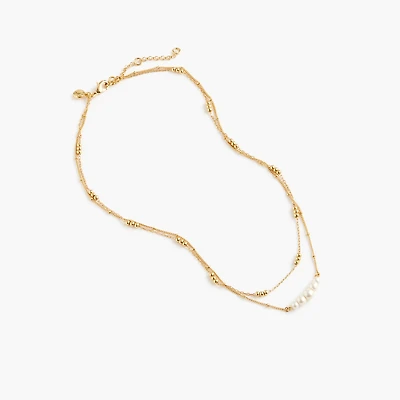 Beaded pearl layering necklace